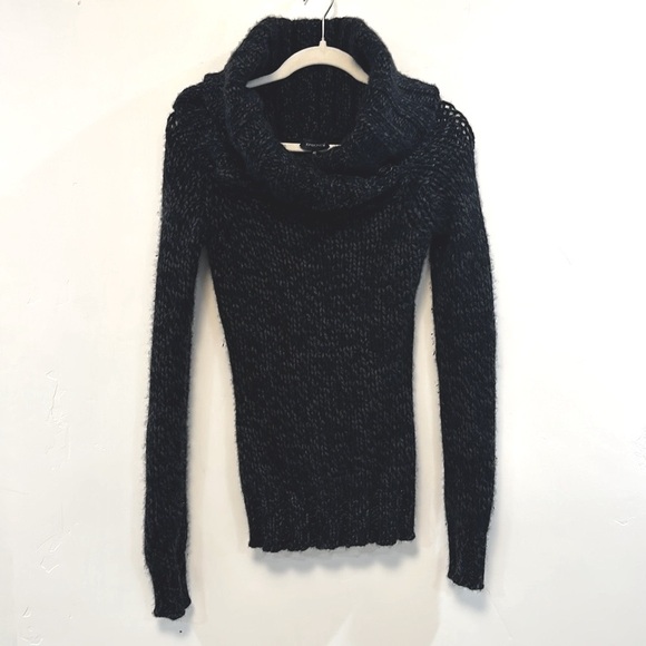 BORBONESE black and grey knit 100% cashmere cowl neck sweater - Picture 1 of 6